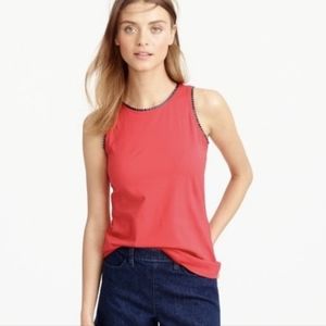 NWT Faux-leather scalloped trim tank top